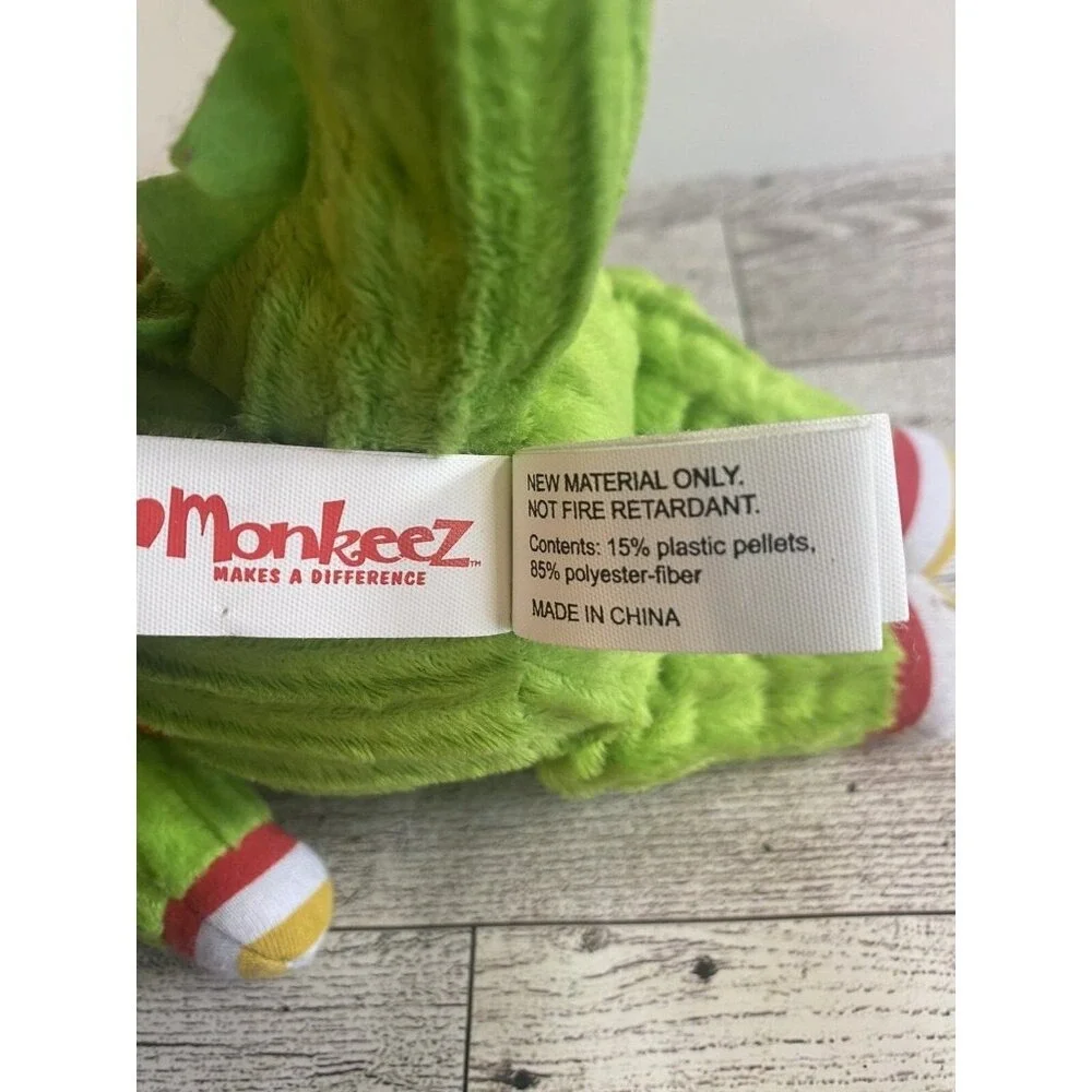 Monkeez & Friends Green Corduroy Alligator Crocodile Stuffed Plush Bean Bag Toy